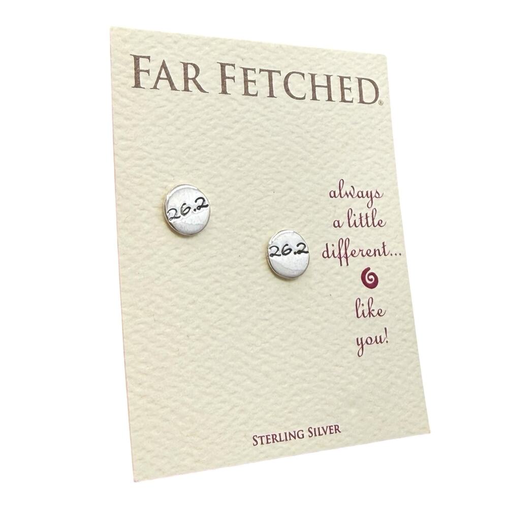 Far Fetched 26.2 Marathon Post Stud Earrings 925 Sterling Silver Fair Trade
